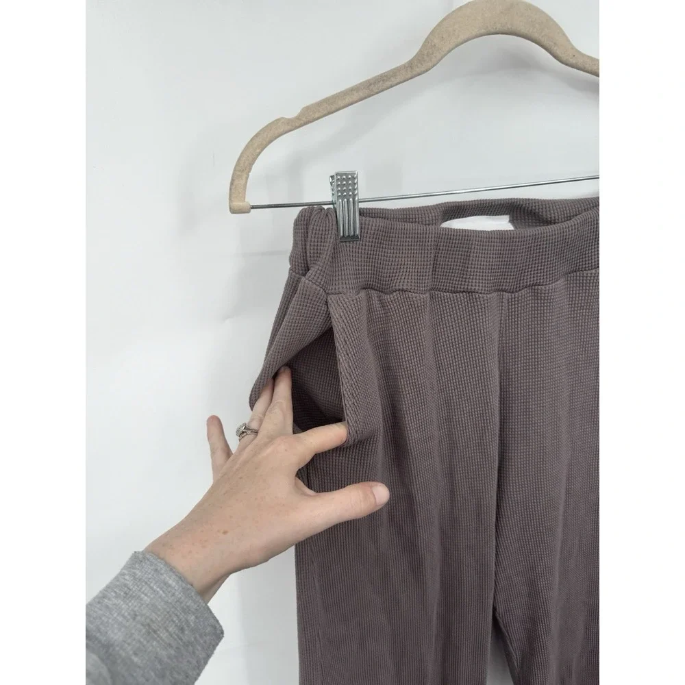 TALENTLESS Women Small Waffle Casual Neutral Lounge Pants in‎ Porcini Minimalist